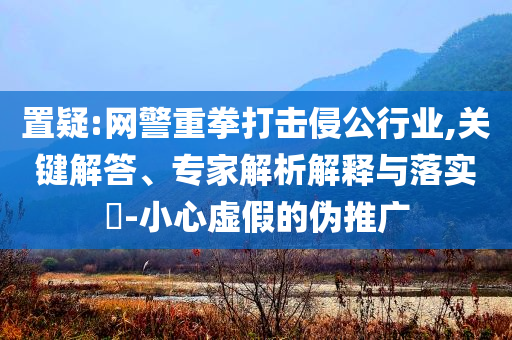 置疑:網(wǎng)警重拳打擊侵公行業(yè),關(guān)鍵解答、專家解析解釋與落實?-小心虛假的偽推廣