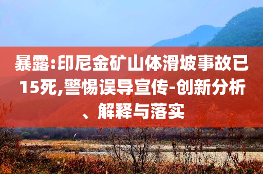 暴露:印尼金礦山體滑坡事故已15死,警惕誤導(dǎo)宣傳-創(chuàng)新分析、解釋與落實(shí)