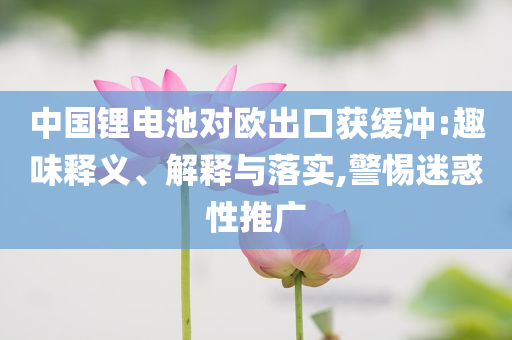 中國(guó)鋰電池對(duì)歐出口獲緩沖:趣味釋義、解釋與落實(shí),警惕迷惑性推廣