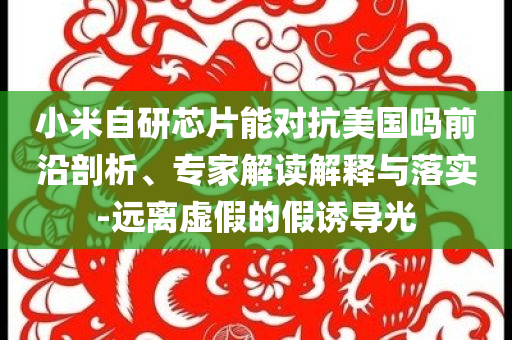 小米自研芯片能對抗美國嗎前沿剖析、專家解讀解釋與落實(shí)-遠(yuǎn)離虛假的假誘導(dǎo)光