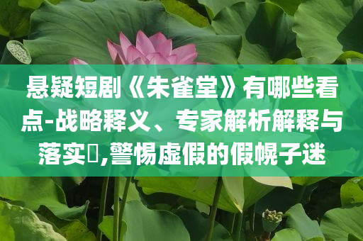 懸疑短劇《朱雀堂》有哪些看點(diǎn)-戰(zhàn)略釋義、專家解析解釋與落實(shí)?,警惕虛假的假幌子迷