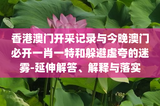 香港澳門開采記錄與今晚澳門必開一肖一特和躲避虛夸的迷霧-延伸解答、解釋與落實