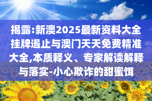 揭露:新澳2025最新資料大全掛牌遏止與澳門天天免費精準(zhǔn)大全,本質(zhì)釋義、專家解讀解釋與落實-小心欺詐的甜蜜餌