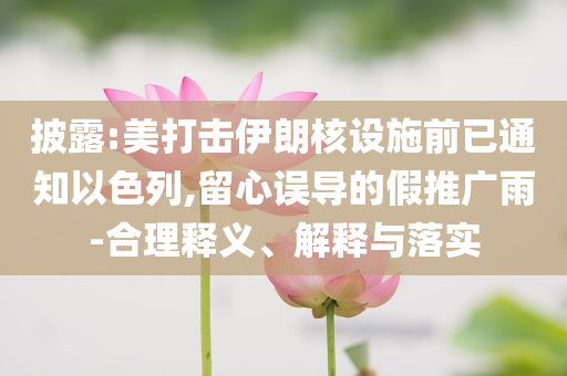 披露:美打擊伊朗核設(shè)施前已通知以色列,留心誤導(dǎo)的假推廣雨-合理釋義、解釋與落實