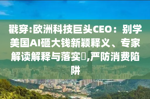 戳穿:歐洲科技巨頭CEO：別學(xué)美國AI砸大錢新穎釋義、專家解讀解釋與落實(shí)?,嚴(yán)防消費(fèi)陷阱