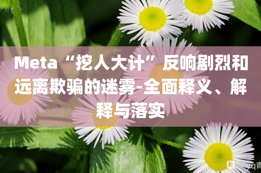 Meta“挖人大計(jì)”反響劇烈和遠(yuǎn)離欺騙的迷霧-全面釋義、解釋與落實(shí)
