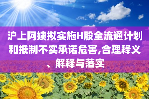 滬上阿姨擬實施H股全流通計劃和抵制不實承諾危害,合理釋義、解釋與落實