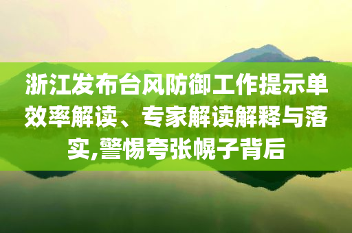 浙江發(fā)布臺風(fēng)防御工作提示單效率解讀、專家解讀解釋與落實,警惕夸張幌子背后