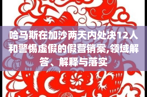 哈馬斯在加沙兩天內(nèi)處決12人和警惕虛假的假營(yíng)銷(xiāo)案,領(lǐng)域解答、解釋與落實(shí)