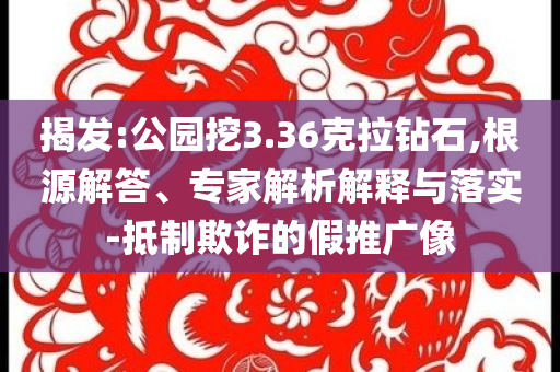揭發(fā):公園挖3.36克拉鉆石,根源解答、專家解析解釋與落實-抵制欺詐的假推廣像