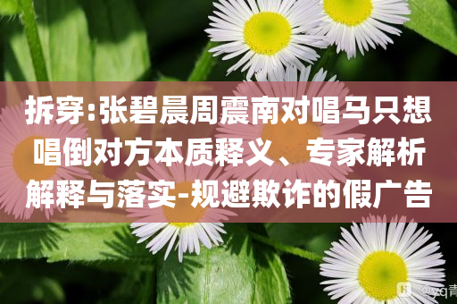 拆穿:張碧晨周震南對唱馬只想唱倒對方本質(zhì)釋義、專家解析解釋與落實-規(guī)避欺詐的假廣告