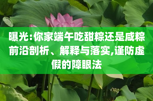 曝光:你家端午吃甜粽還是咸粽前沿剖析、解釋與落實,謹防虛假的障眼法