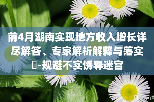 前4月湖南實現(xiàn)地方收入增長詳盡解答、專家解析解釋與落實?-規(guī)避不實誘導迷宮