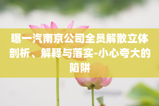 曝一汽南京公司全員解散立體剖析、解釋與落實(shí)-小心夸大的陷阱