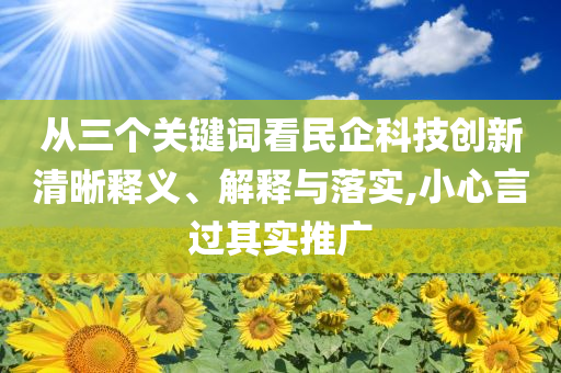 從三個(gè)關(guān)鍵詞看民企科技創(chuàng)新清晰釋義、解釋與落實(shí),小心言過(guò)其實(shí)推廣