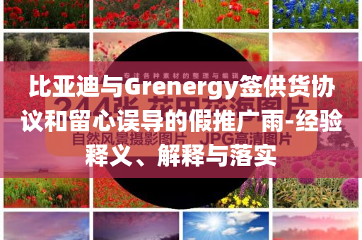 比亞迪與Grenergy簽供貨協(xié)議和留心誤導的假推廣雨-經(jīng)驗釋義、解釋與落實