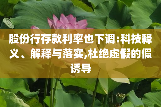 股份行存款利率也下調(diào):科技釋義、解釋與落實(shí),杜絕虛假的假誘導(dǎo)