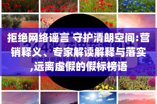 拒絕網(wǎng)絡(luò)謠言 守護(hù)清朗空間:營銷釋義、專家解讀解釋與落實(shí),遠(yuǎn)離虛假的假標(biāo)榜語