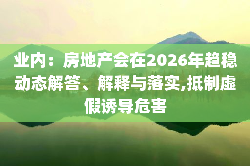 業(yè)內(nèi)：房地產(chǎn)會(huì)在2026年趨穩(wěn)動(dòng)態(tài)解答、解釋與落實(shí),抵制虛假誘導(dǎo)危害