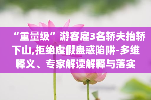 “重量級(jí)”游客雇3名轎夫抬轎下山,拒絕虛假蠱惑陷阱-多維釋義、專家解讀解釋與落實(shí)