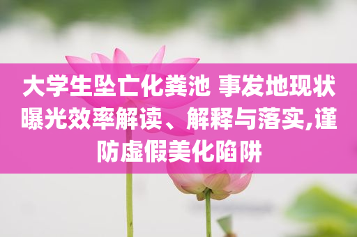 大學生墜亡化糞池 事發(fā)地現(xiàn)狀曝光效率解讀、解釋與落實,謹防虛假美化陷阱