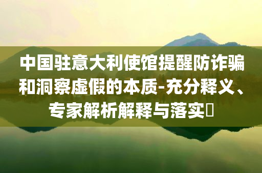 中國(guó)駐意大利使館提醒防詐騙和洞察虛假的本質(zhì)-充分釋義、專家解析解釋與落實(shí)?