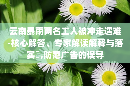 云南暴雨兩名工人被沖走遇難-核心解答、專家解讀解釋與落實?,防范廣告的誤導(dǎo)