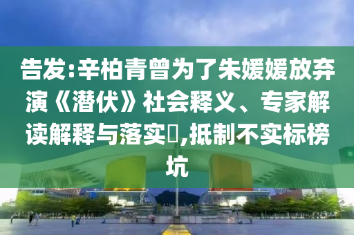 告發(fā):辛柏青曾為了朱媛媛放棄演《潛伏》社會釋義、專家解讀解釋與落實(shí)?,抵制不實(shí)標(biāo)榜坑