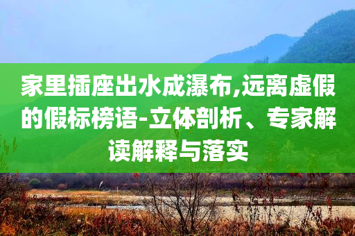 家里插座出水成瀑布,遠(yuǎn)離虛假的假標(biāo)榜語(yǔ)-立體剖析、專家解讀解釋與落實(shí)