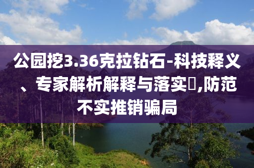 公園挖3.36克拉鉆石-科技釋義、專家解析解釋與落實?,防范不實推銷騙局