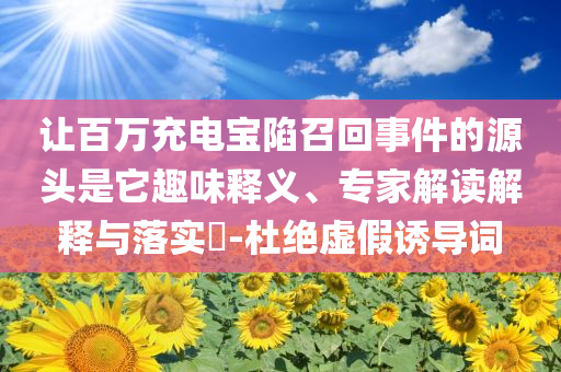 讓百萬(wàn)充電寶陷召回事件的源頭是它趣味釋義、專家解讀解釋與落實(shí)?-杜絕虛假誘導(dǎo)詞