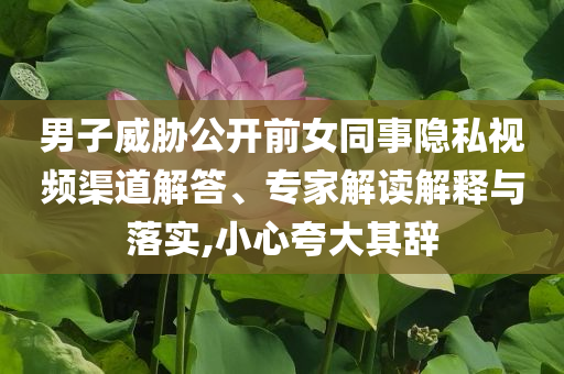 男子威脅公開前女同事隱私視頻渠道解答、專家解讀解釋與落實,小心夸大其辭
