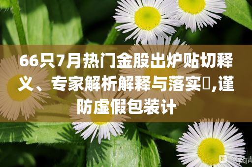 66只7月熱門金股出爐貼切釋義、專家解析解釋與落實?,謹防虛假包裝計