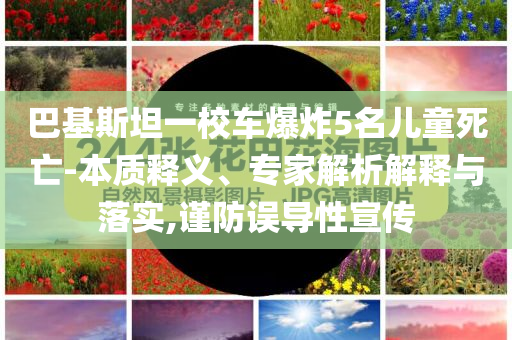 巴基斯坦一校車爆炸5名兒童死亡-本質(zhì)釋義、專家解析解釋與落實(shí),謹(jǐn)防誤導(dǎo)性宣傳