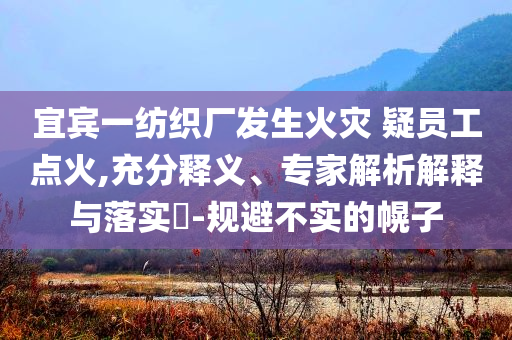 宜賓一紡織廠發(fā)生火災(zāi) 疑員工點(diǎn)火,充分釋義、專家解析解釋與落實(shí)?-規(guī)避不實(shí)的幌子