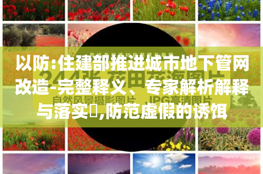 以防:住建部推進(jìn)城市地下管網(wǎng)改造-完整釋義、專家解析解釋與落實(shí)?,防范虛假的誘餌