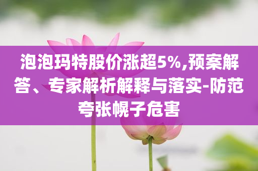 泡泡瑪特股價(jià)漲超5%,預(yù)案解答、專家解析解釋與落實(shí)-防范夸張幌子危害