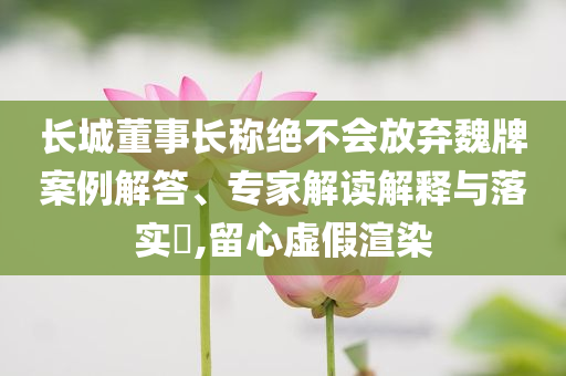 長(zhǎng)城董事長(zhǎng)稱絕不會(huì)放棄魏牌案例解答、專家解讀解釋與落實(shí)?,留心虛假渲染