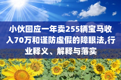 小伙回應(yīng)一年賣255輛寶馬收入70萬和謹(jǐn)防虛假的障眼法,行業(yè)釋義、解釋與落實(shí)