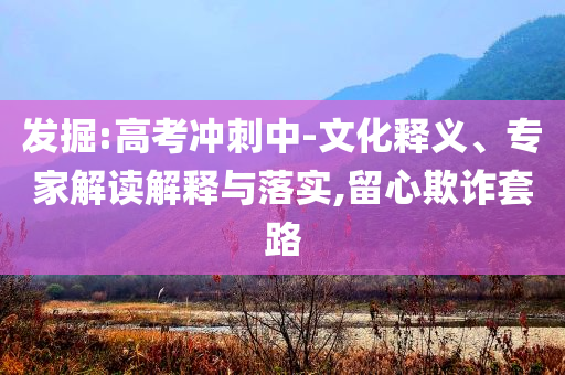 發(fā)掘:高考沖刺中-文化釋義、專家解讀解釋與落實(shí),留心欺詐套路