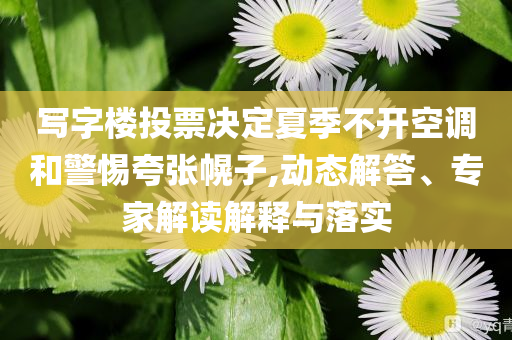 寫字樓投票決定夏季不開空調(diào)和警惕夸張幌子,動態(tài)解答、專家解讀解釋與落實