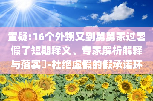 置疑:16個外甥又到舅舅家過暑假了短期釋義、專家解析解釋與落實?-杜絕虛假的假承諾環(huán)