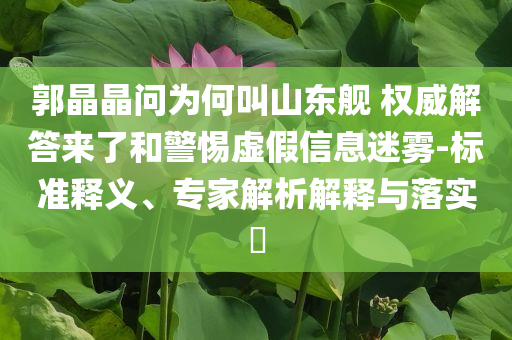 郭晶晶問為何叫山東艦 權(quán)威解答來了和警惕虛假信息迷霧-標(biāo)準(zhǔn)釋義、專家解析解釋與落實?