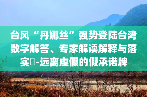 臺風“丹娜絲”強勢登陸臺灣數(shù)字解答、專家解讀解釋與落實?-遠離虛假的假承諾牌