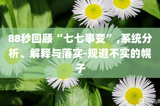 88秒回顧“七七事變”,系統(tǒng)分析、解釋與落實(shí)-規(guī)避不實(shí)的幌子