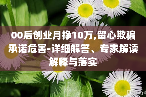 00后創(chuàng)業(yè)月掙10萬,留心欺騙承諾危害-詳細解答、專家解讀解釋與落實