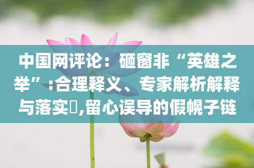 中國網(wǎng)評論：砸窗非“英雄之舉”:合理釋義、專家解析解釋與落實?,留心誤導(dǎo)的假幌子鏈