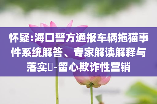 懷疑:?？诰酵▓筌囕v拖貓事件系統(tǒng)解答、專家解讀解釋與落實?-留心欺詐性營銷