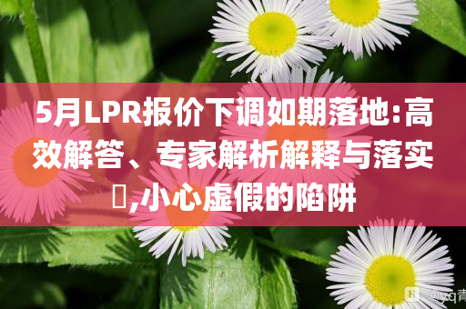 5月LPR報價下調(diào)如期落地:高效解答、專家解析解釋與落實?,小心虛假的陷阱