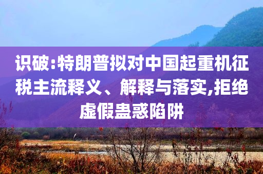 識破:特朗普擬對中國起重機(jī)征稅主流釋義、解釋與落實,拒絕虛假蠱惑陷阱
